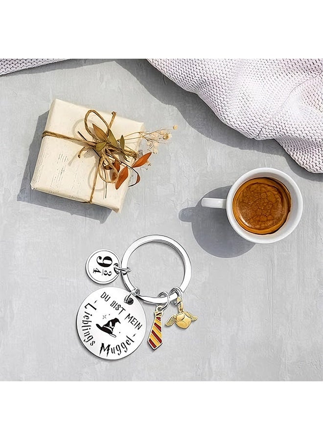 Harry Wizardry Keychain, You Are My Favorite Muggle Keychain with Golden Ball, Small Tie, Number Pendant, Gifts Key Chain for Lovers Theme - Image 2